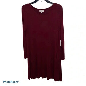 Mud pie burgundy long sleeve dress sz small